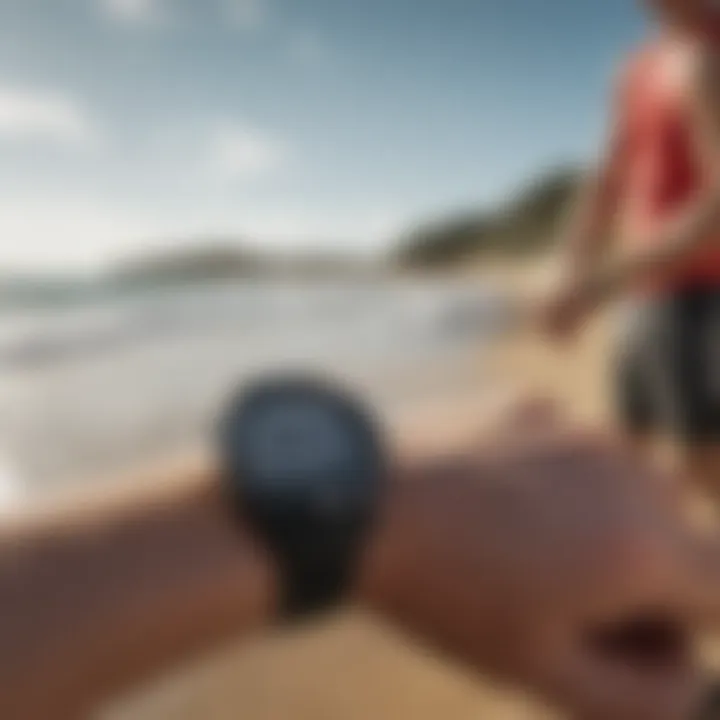 Garmin Surfing Watch with smartphone integration on the beach