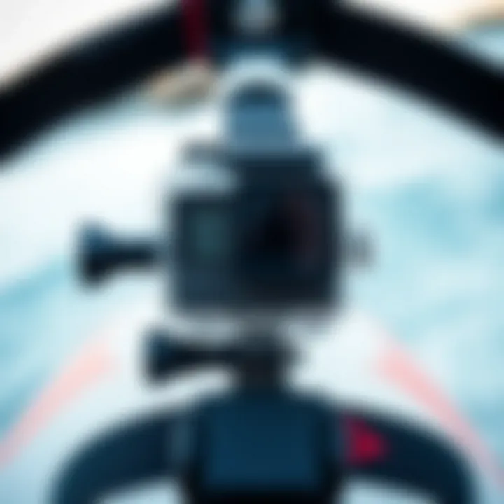 Detailed View of GoPro Head Mount Close-up of a GoPro head mount showcasing its adjustable straps and attachment features