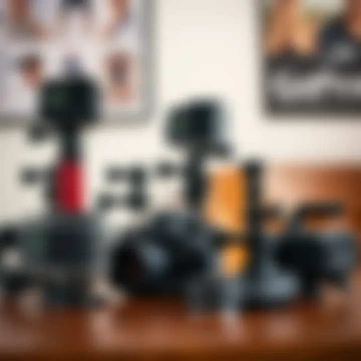 Collection of GoPro Head Mount Styles A set of various GoPro head mounts displayed on a table, highlighting different styles and designs
