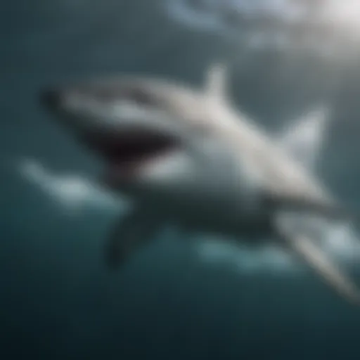 Great white shark swimming in open waters