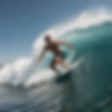 A surfer in action wearing high-quality board shorts while riding a wave