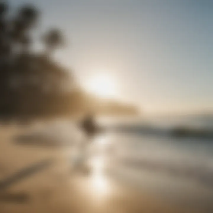 A bustling beach with tourists enjoying the surf culture