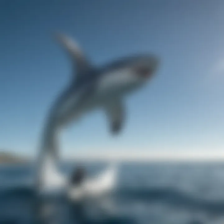 A blue shark interacting with other marine species, highlighting its role in the ecosystem