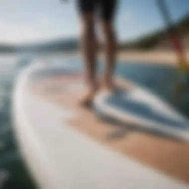 A close-up view of paddleboard materials showcasing durability