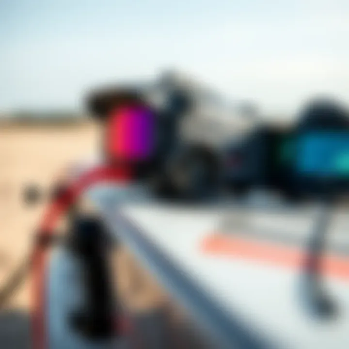 Close-up of kite landboarding gear and equipment