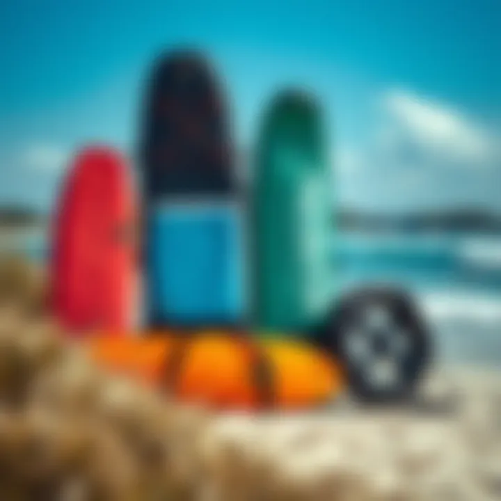 Kite surfboard bags displayed in a scenic beach setting, illustrating their cultural significance.