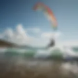 Vibrant kite surfing scene at a popular beach in Mexico