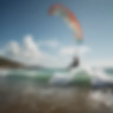 Vibrant kite surfing scene at a popular beach in Mexico