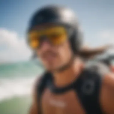 Kitesurfing glasses enhancing visibility against sunlight