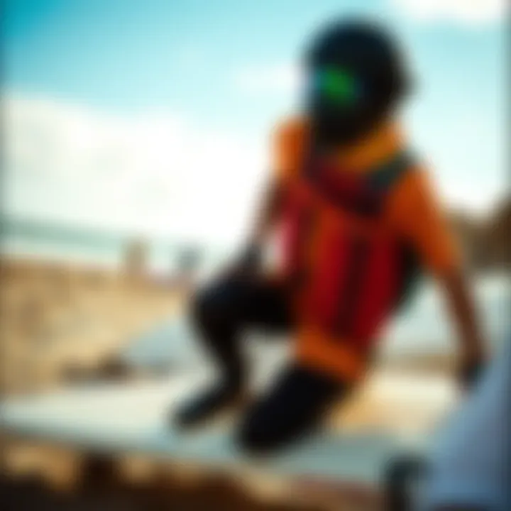 Safety gear for land surfboarding, emphasizing protective equipment