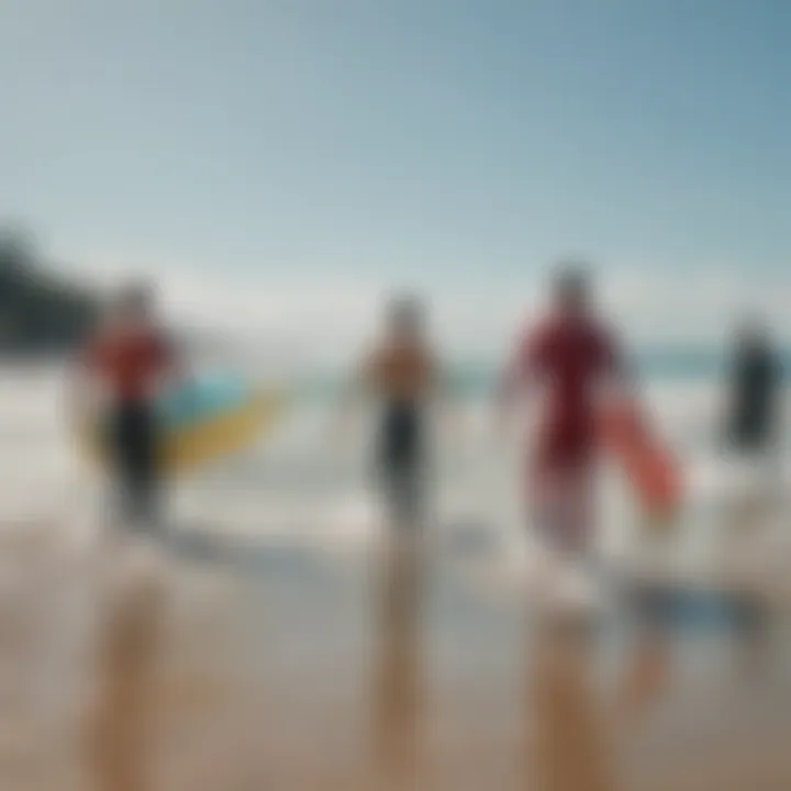 A vibrant surf community gathering at the beach