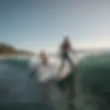 Surfers riding the waves at a local beach