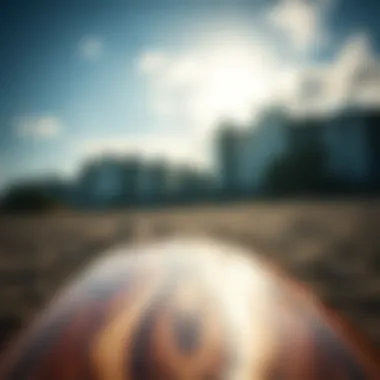 An artistic view of a longboard showcasing unique designs and craftsmanship