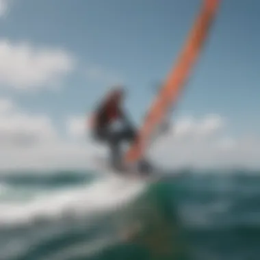 A dynamic shot capturing the excitement of wing foiling in action