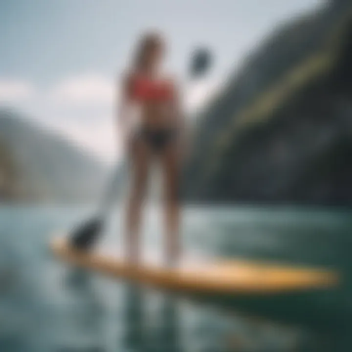 A paddler demonstrating the correct stance on a board.