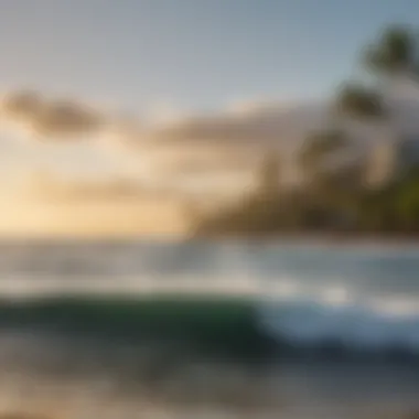 Scenic view of Lahaina beach with surfers in the water