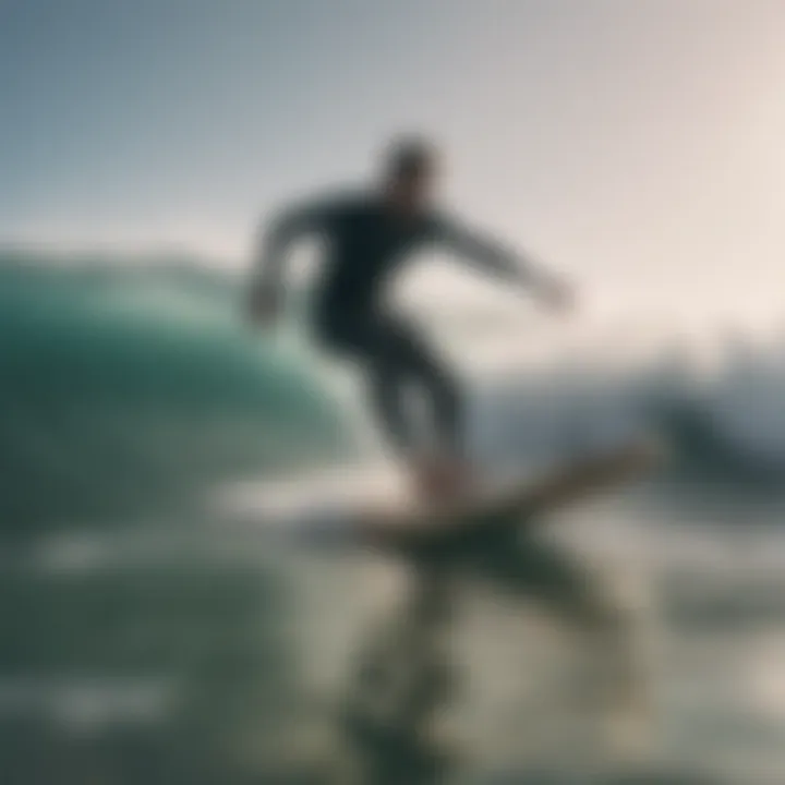 Surfer practicing skills on a balance board