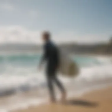 Surfer checking wind conditions on a beach