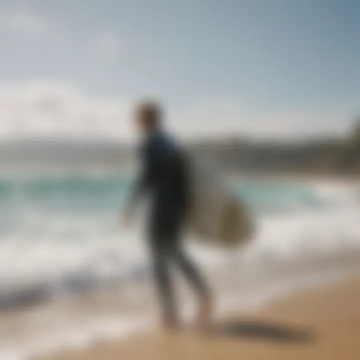 Surfer checking wind conditions on a beach