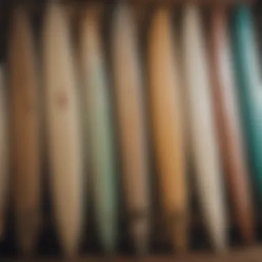 Different types of surfboard materials displayed