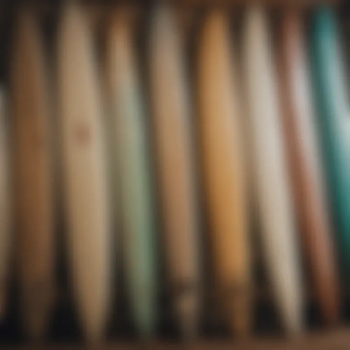 Different types of surfboard materials displayed
