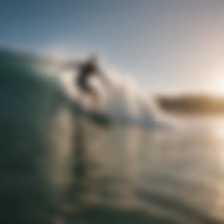 A surfboard in action on a wave, showcasing performance