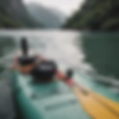 Close-up of paddleboard equipment setup