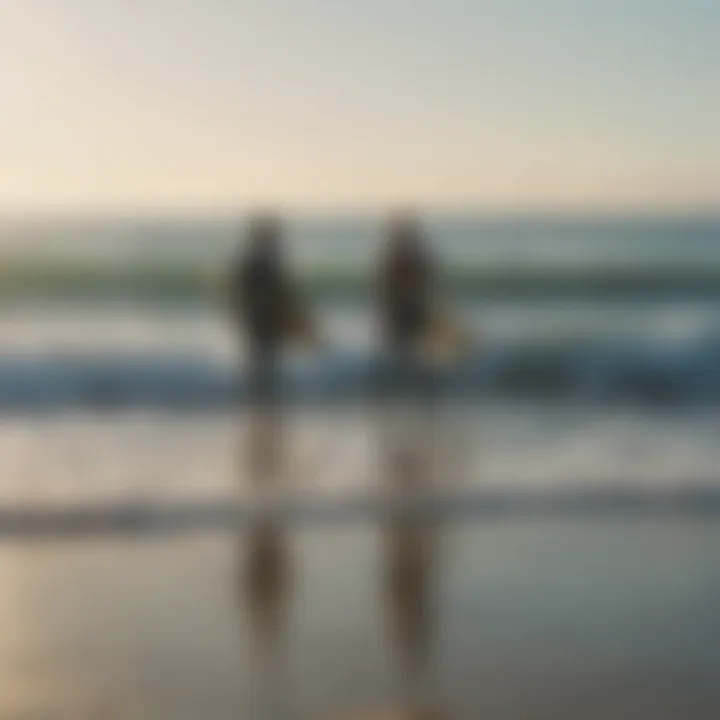 Group of surfers discussing techniques on the beach