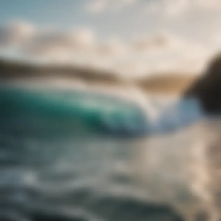 A scenic view of a surf spot with waves crashing