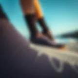 Detailed view of neoprene surf socks showcasing their texture