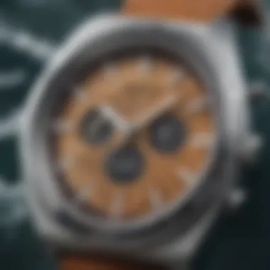 Close-up view of the Nixon Wave Watch face showcasing its unique features