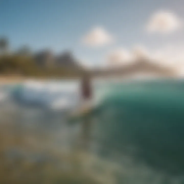 Surfers enjoying the waves at Waikiki beach with rented surfboards