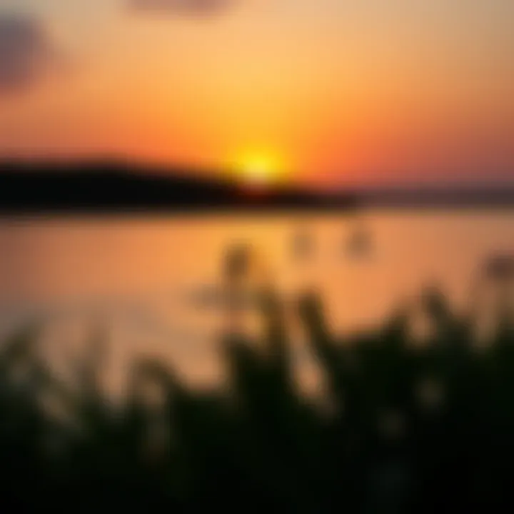 Sunset at Lake Travis Sunset view over Lake Travis with paddle boarders