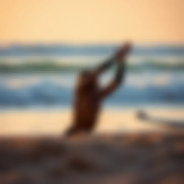 Stretching Techniques for Surfers A surfer stretching on the beach