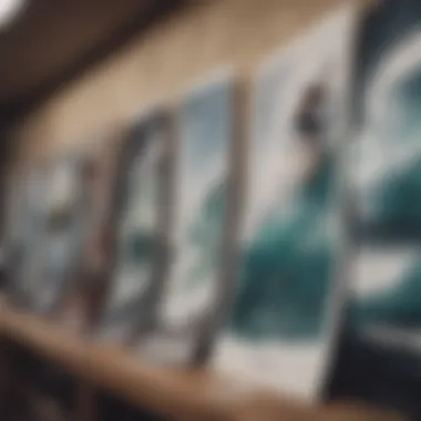 Collection of Ripcurl posters displayed in a creative setting