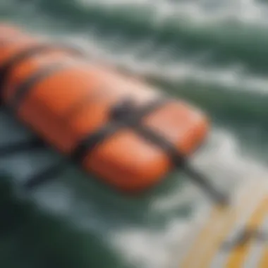 Close-up of safety features on a flotation device