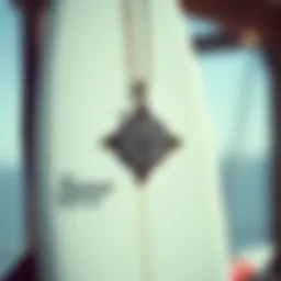 Symbol of Saint Christopher with surfboard