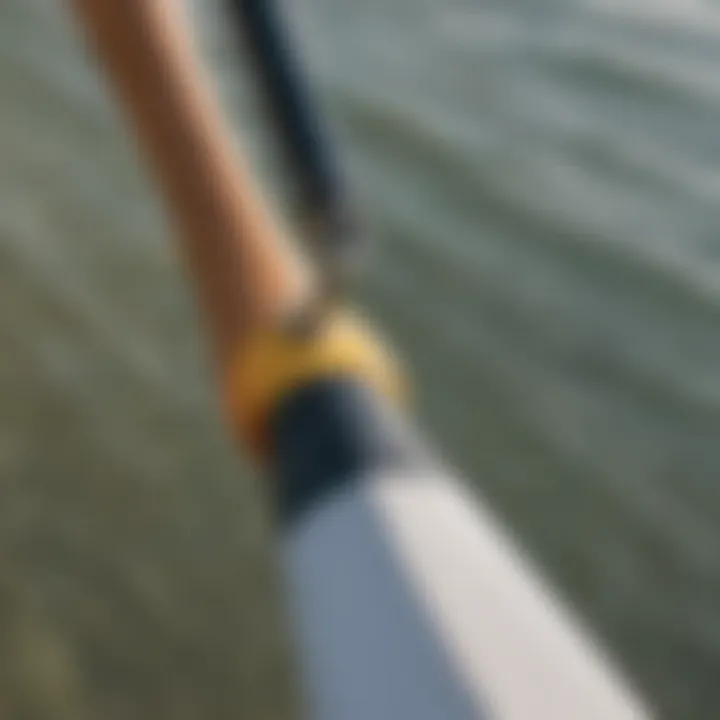 Close-up of paddle shaft showing different materials