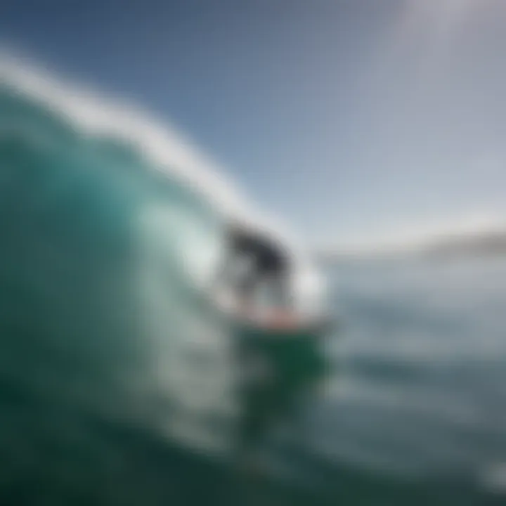 A surfer using Sharkbanz in ocean waves