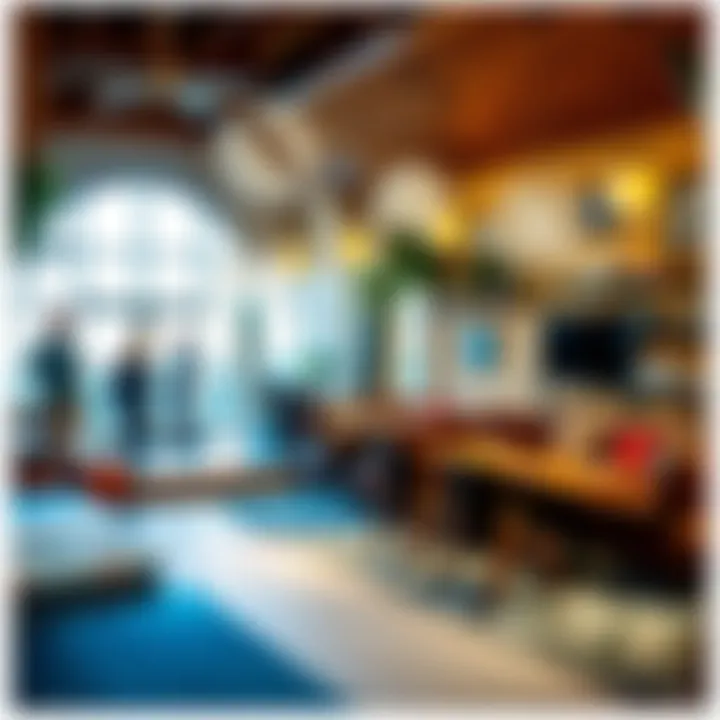 The inviting lounge area of Surf Inn Hermosa filled with surf-themed decor and ambiance