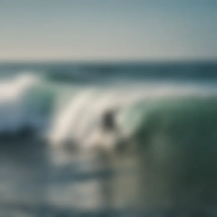 Serene Lagos coastline with surfers in action