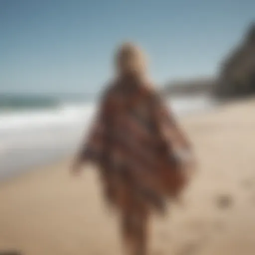 Stylish surf ponchos on a sandy beach