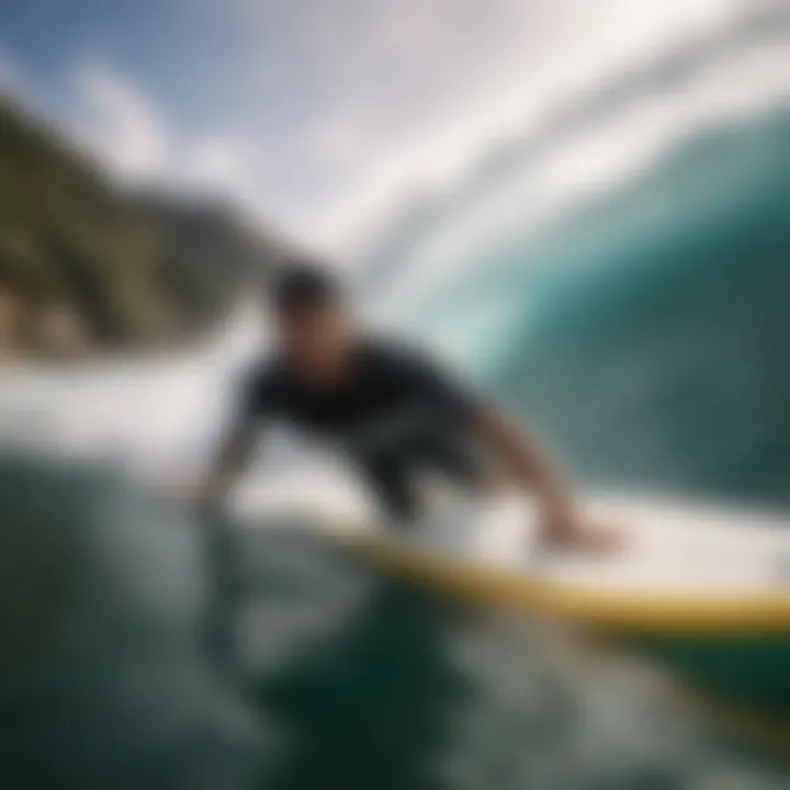 Surfer wearing a cap while riding a wave