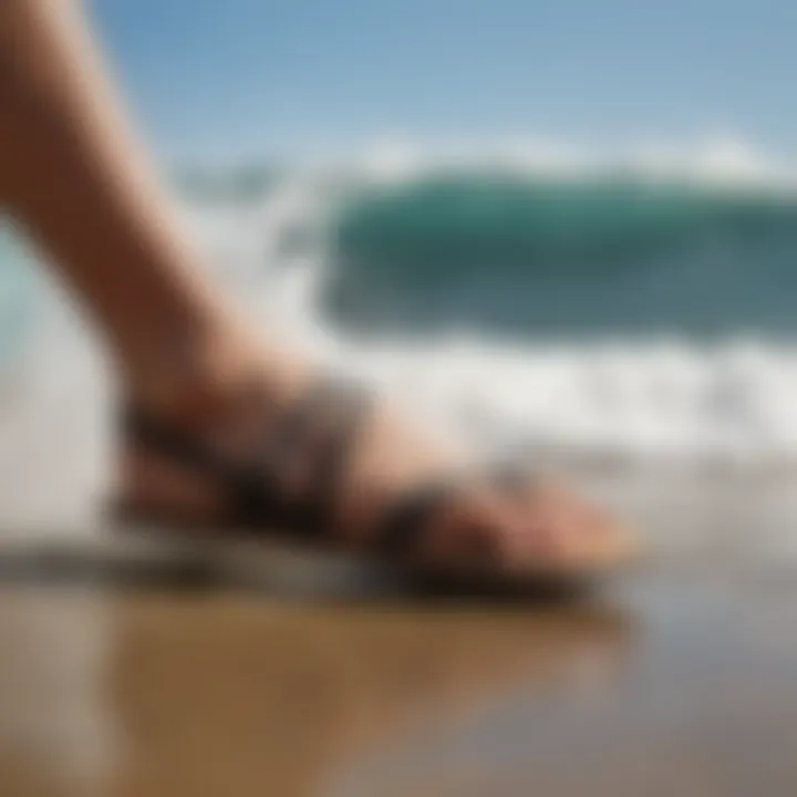 An artistic representation of the cultural significance of sandals in surfing