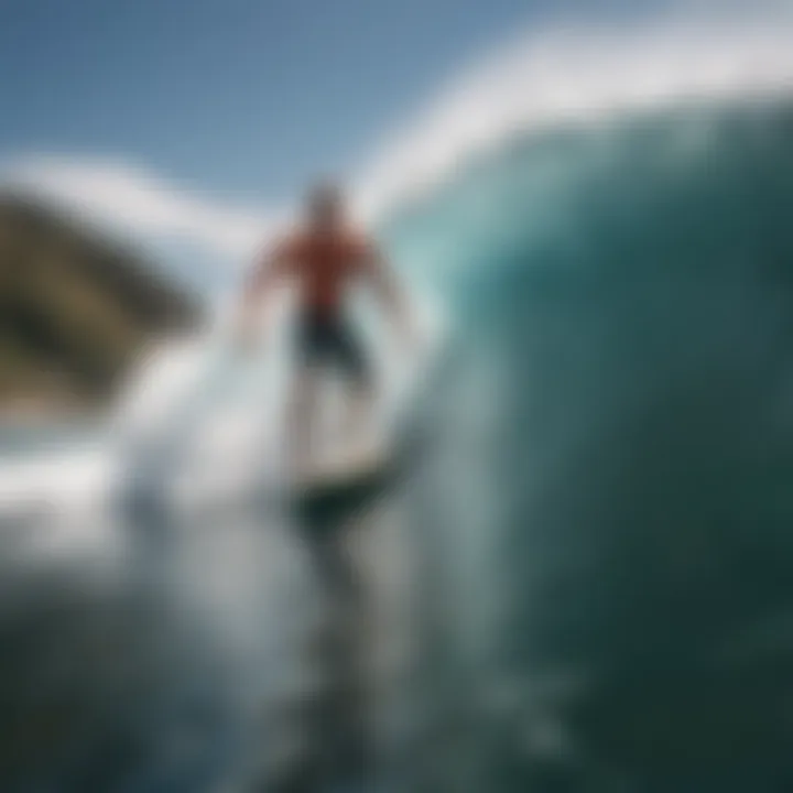 A surfer navigating the waves with precision