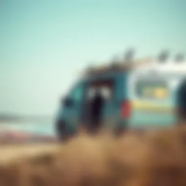 Thalia Surf Vans in a Scenic Beach Environment An outdoor setting with Thalia Surf Vans parked near a beach