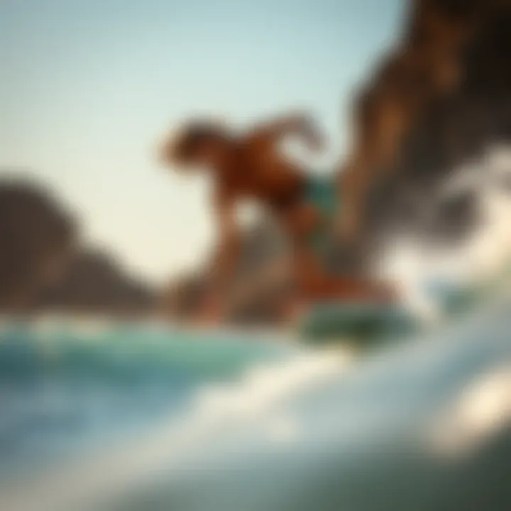 Dynamic Performance of Thalia Surf Vans in Action A dynamic action shot of surfing, highlighting Thalia Surf Vans' performance