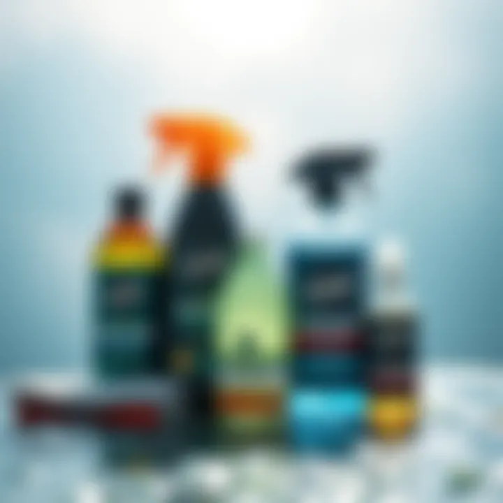 Best Cleaning Products for Wetsuits An array of eco-friendly cleaning products suitable for wetsuits