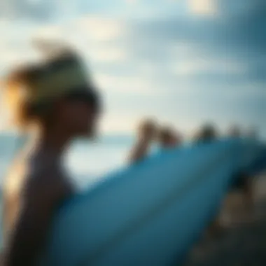Group of surfers enjoying a cultural festival by the beach