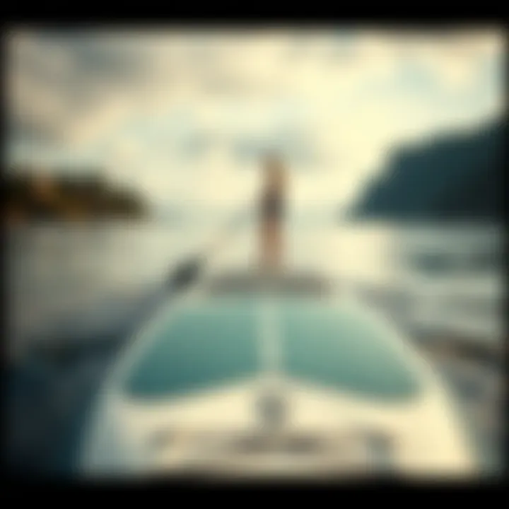 Wide inflatable paddle board showcasing spacious design